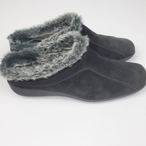 Aquatalia Faux Fur Lined Suede Mule Clogs